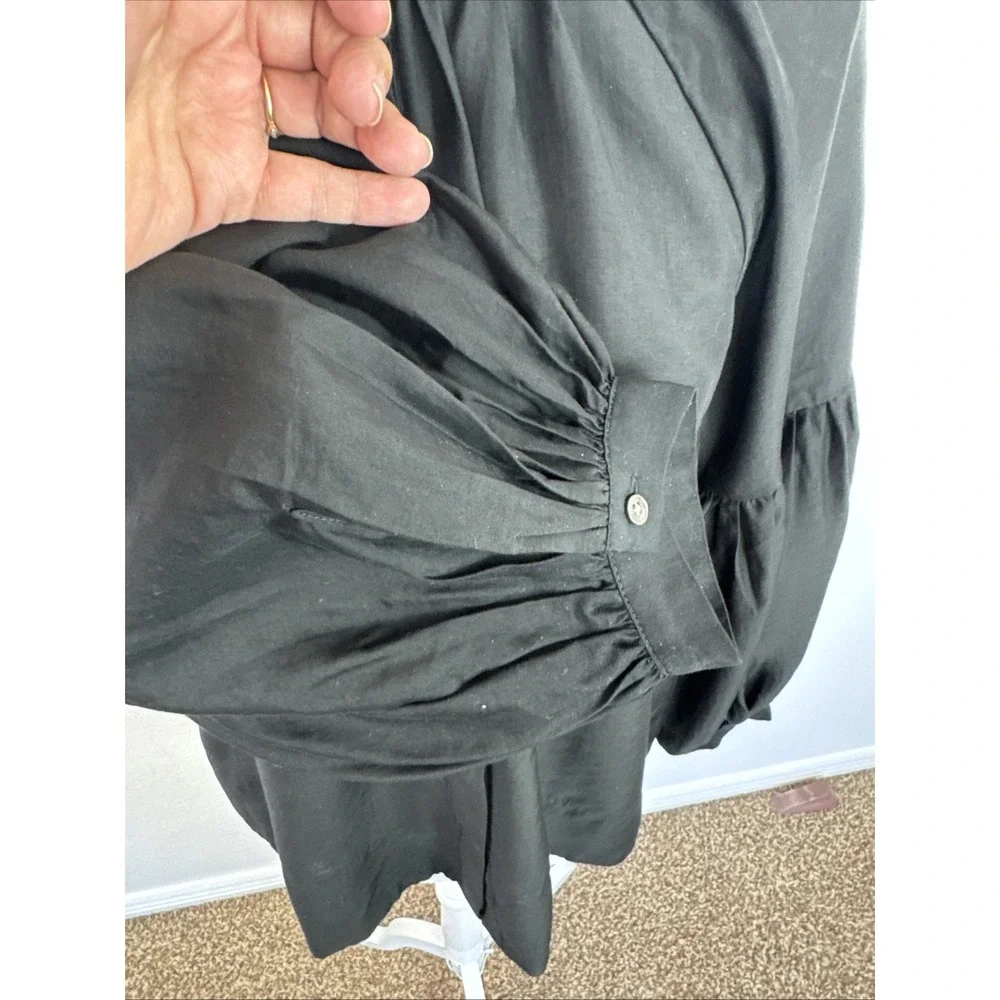 Madewell Women's S Shirred Balloon Sleeve Top Black NEW Business Office Romantic